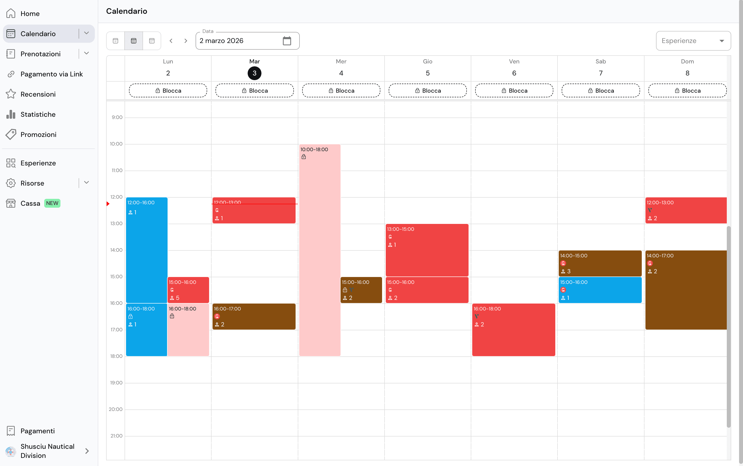Dashboard prenotazioni Holidoit
